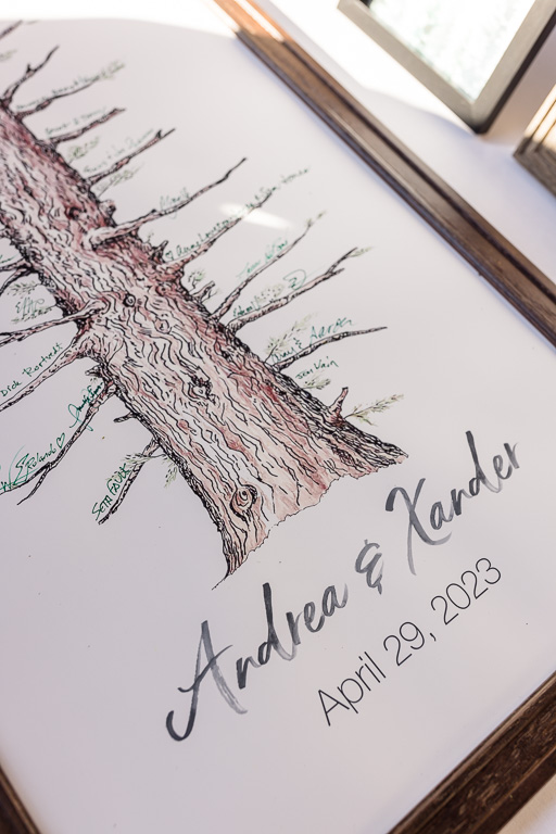 redwood sign-in canvas for wedding guestbook