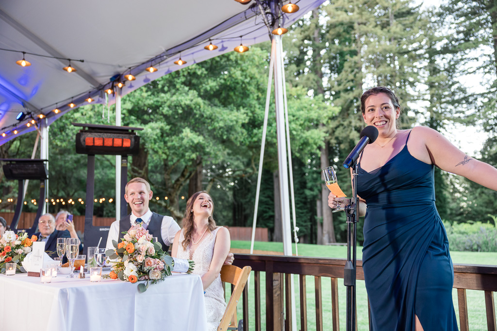 maid of honor giving a funny speech