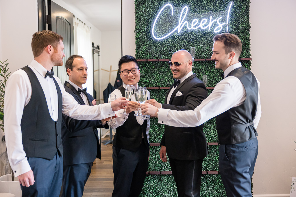 groom toast with groomsmen