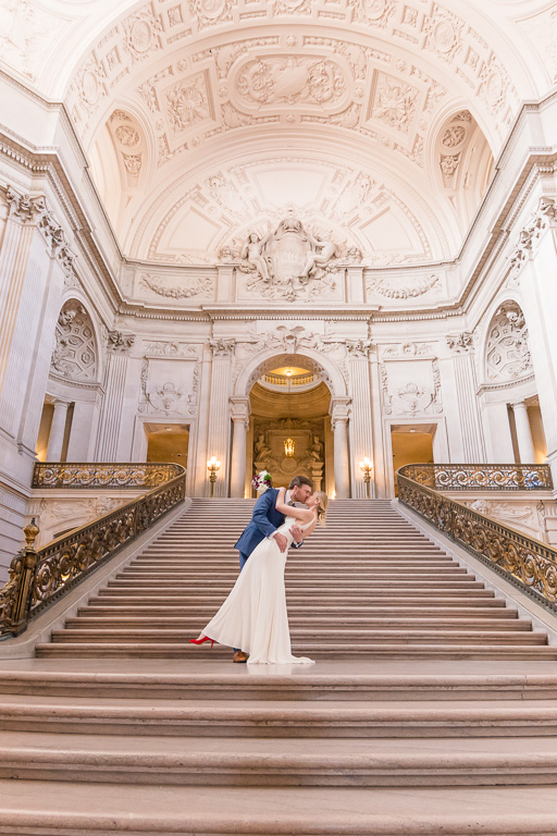 SF City Hall grand staircase kissing photo