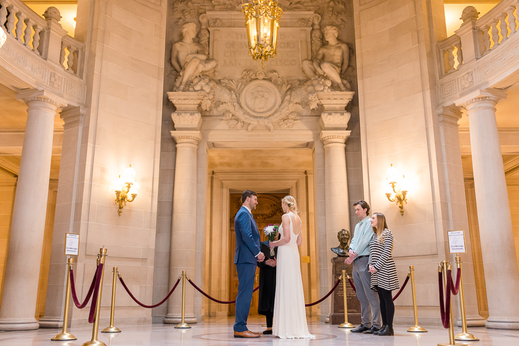 San Francisco City Hall civil ceremony photos with two guests