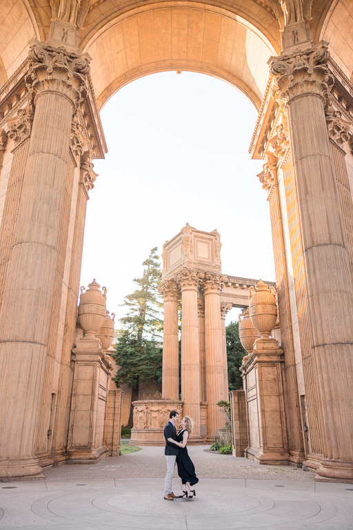 engagement photos under the dome at the Palace of Fine Arts