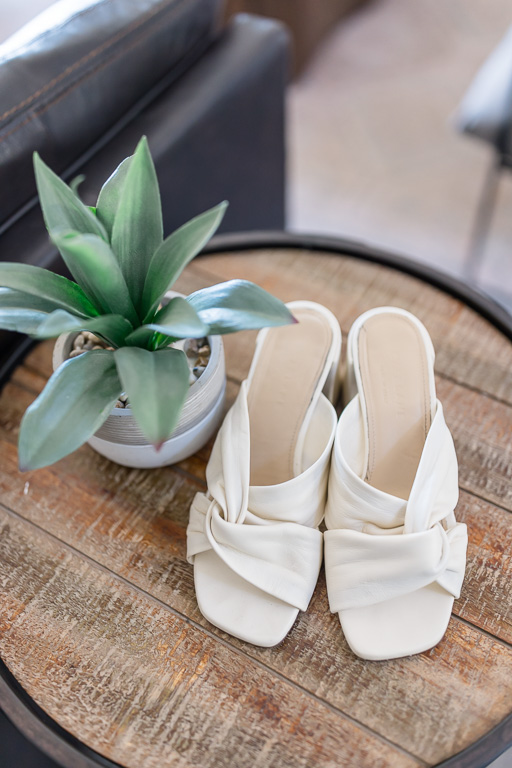 wedding shoes with plant