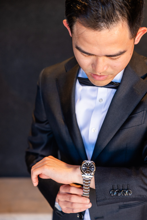 groom prep photo showing watch on wrist