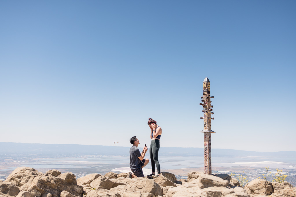 Mission Peak surprise proposal with butterflies nearby