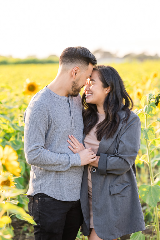 engagement photo at andreotti sunflower fields