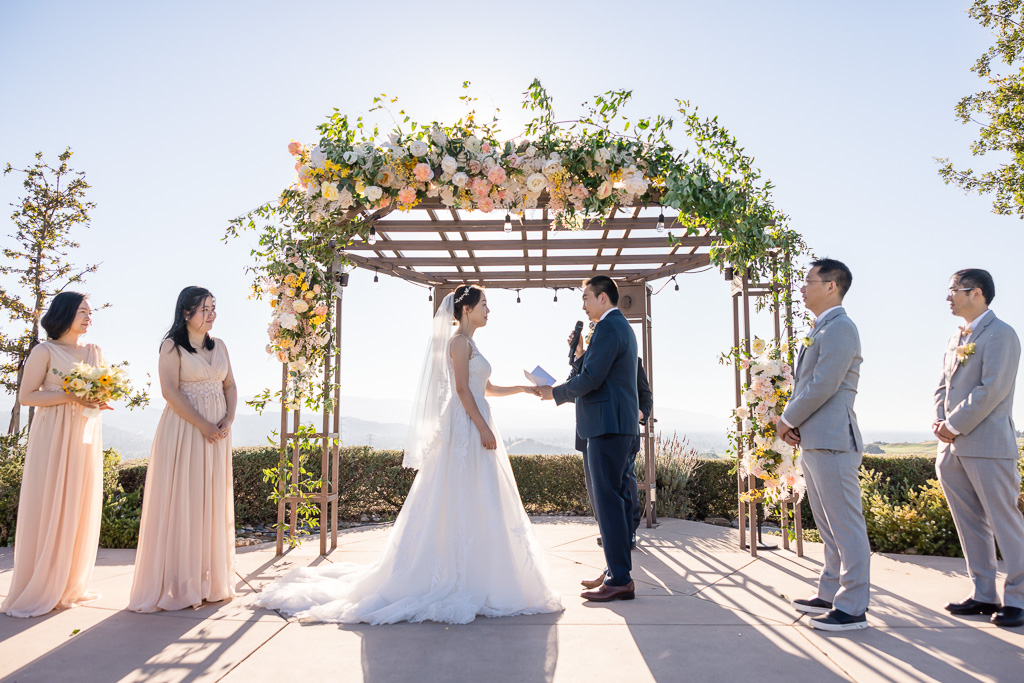 heavily backlit wedding ceremony in San Jose
