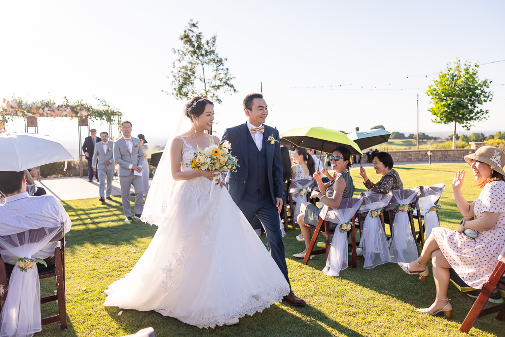 wedding ceremony recessional outdoors on lawn