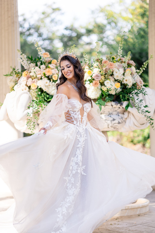 bride rocking her luxury Galia Lahav couture wedding gown in Montalvo Love Temple