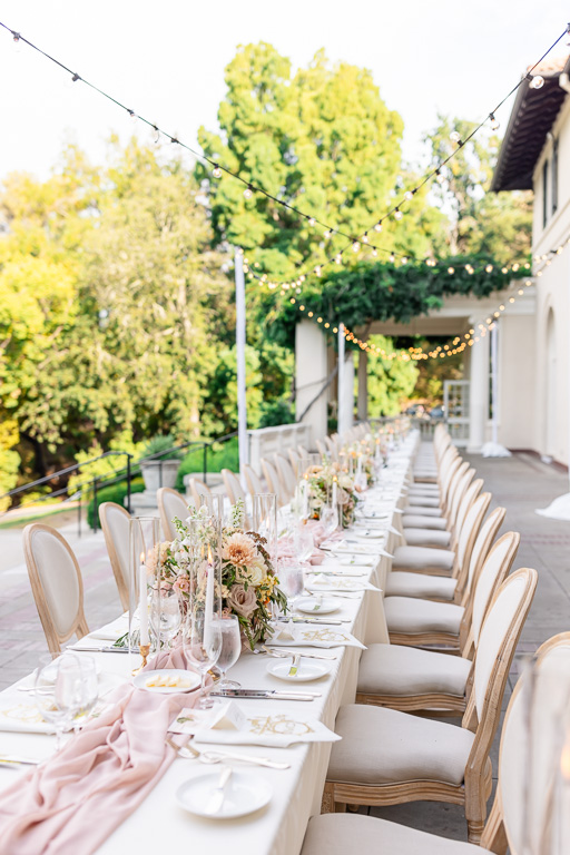 Villa Montalvo Veranda beautiful long table wedding reception