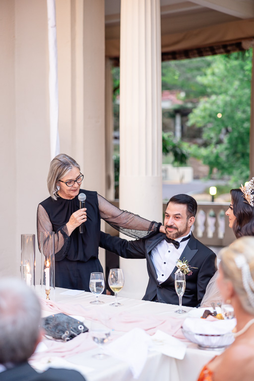 mother of the groom got emotional during her speech