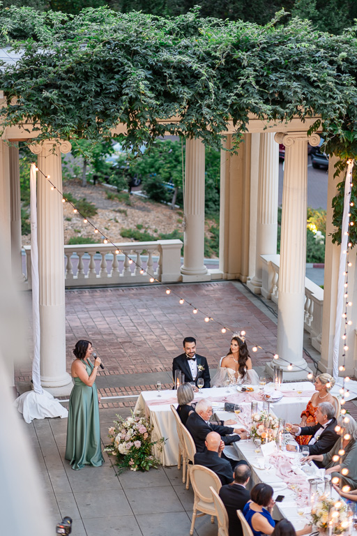 Montalvo Arts Center wedding reception at the Veranda courtyard