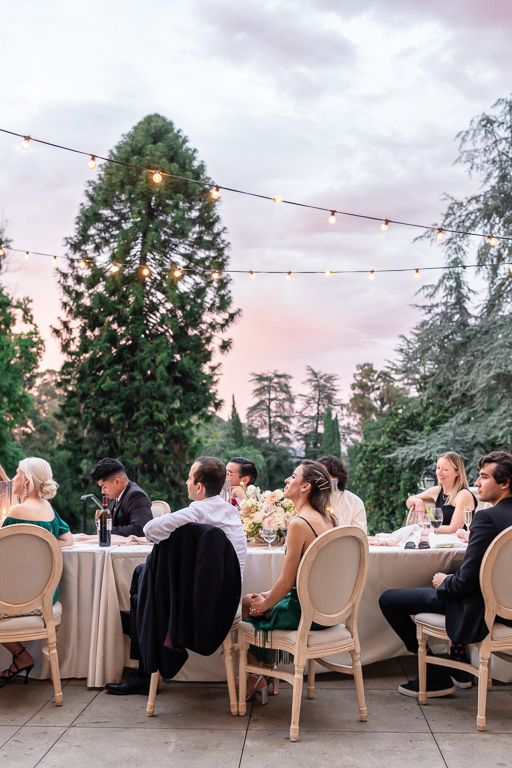 sunset skies at Villa Montalvo wedding reception