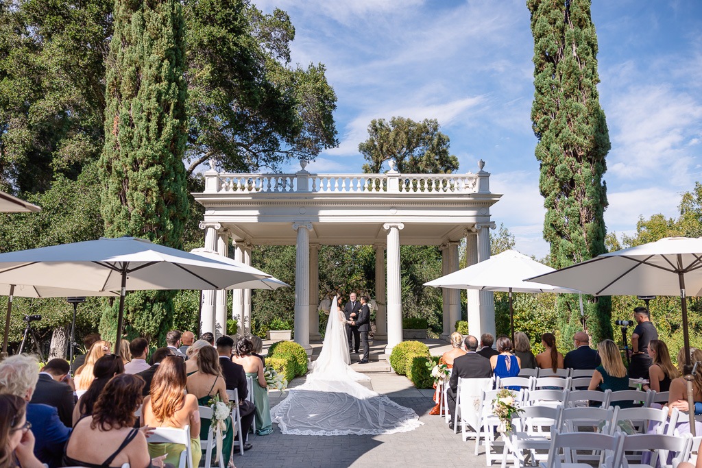 wedding in the Bay Area Mediterranean garden with blue skies