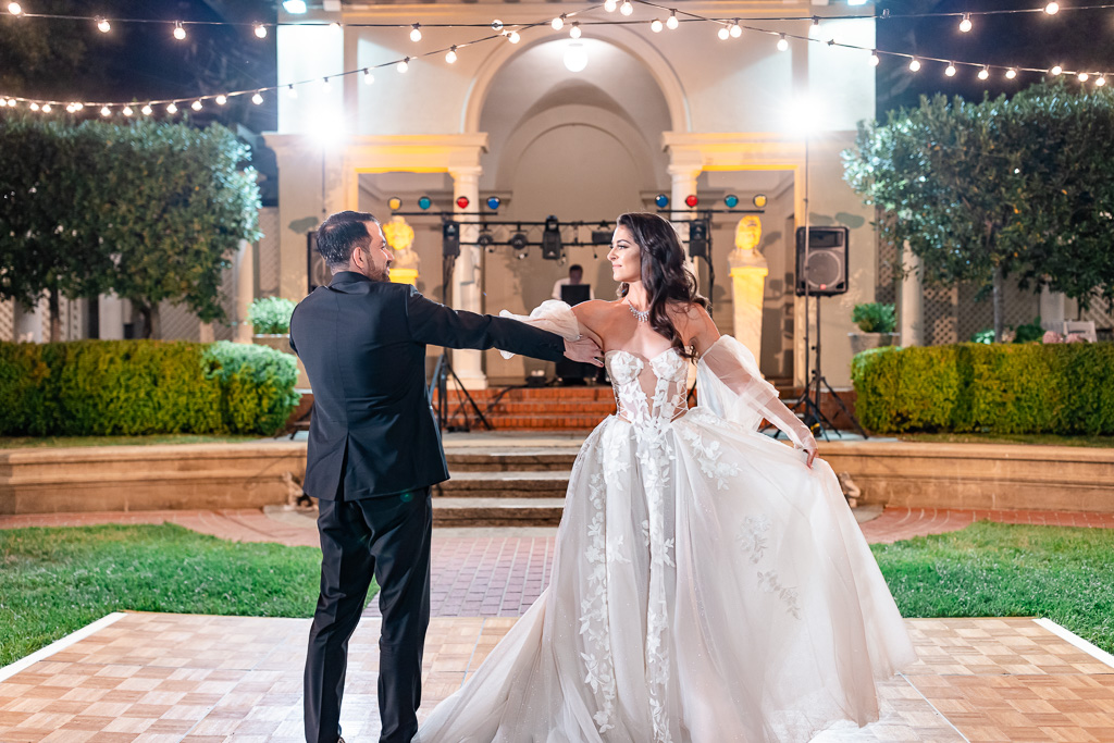 choreographed first dance in the beautiful courtyard