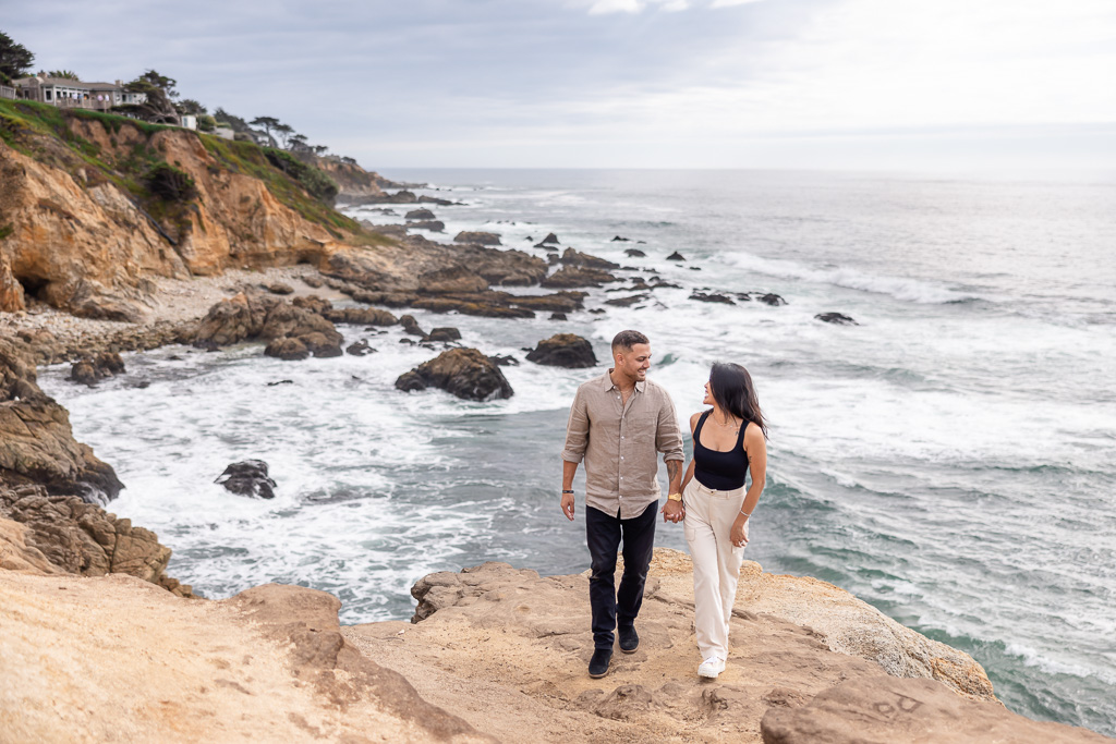 California coastal cliff ocean bluff engagement photos