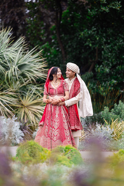 Hindu wedding attire at SF Botanical Garden