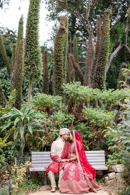 SF Botanical Garden Hindu wedding portrait