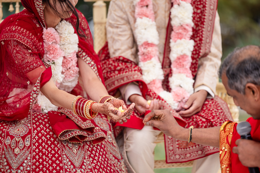 close-up of hands during Hindu ceremony