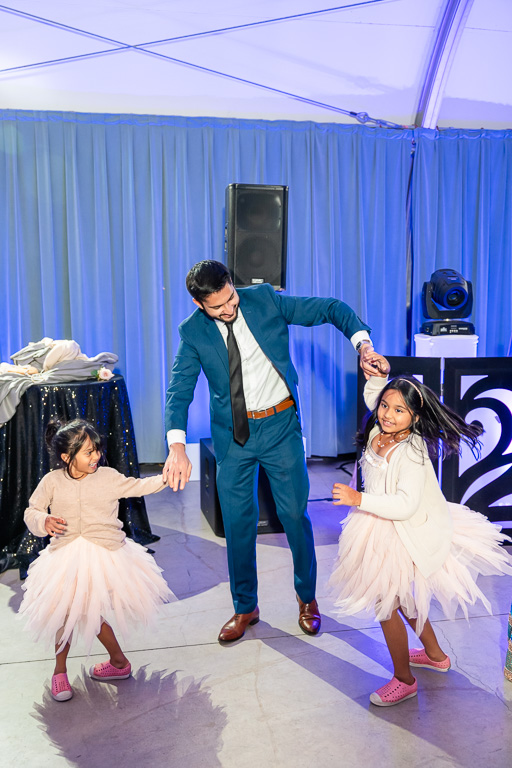 dancing with little kids at wedding reception