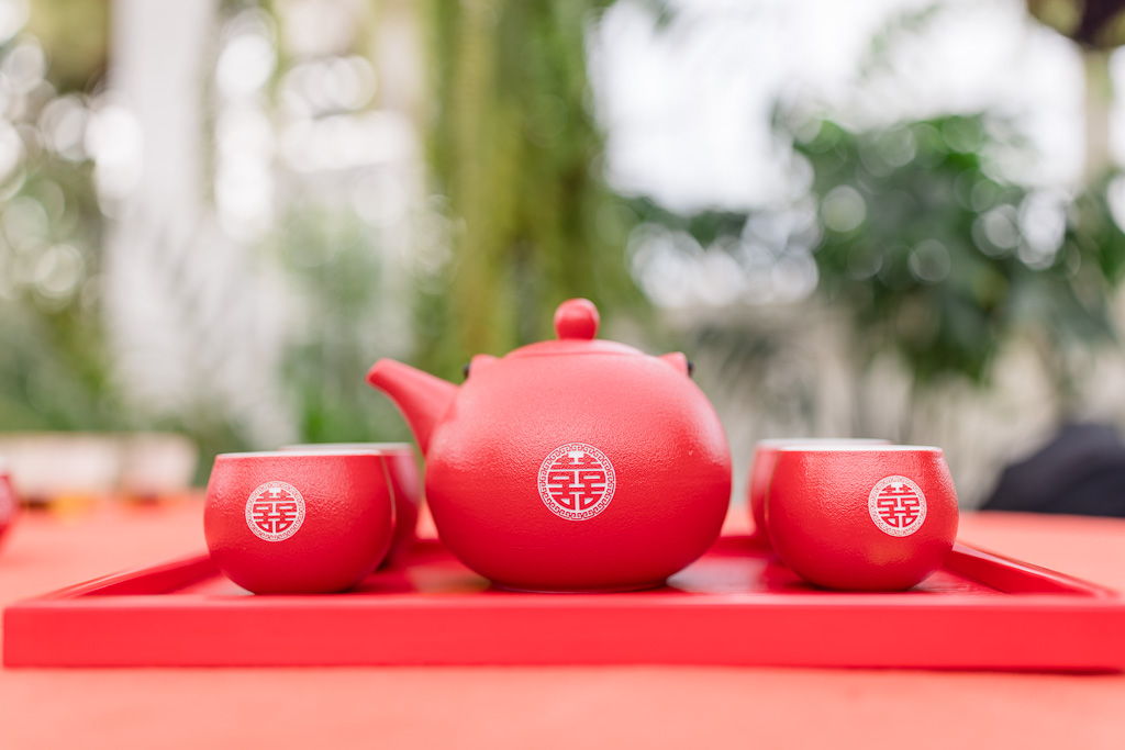 red tea ceremony teapot and cups