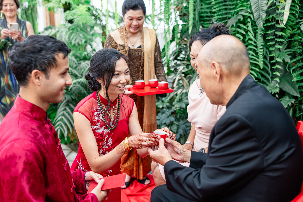 indoor tea ceremony at the Conservatory of Flowers