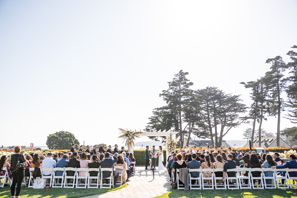 Oceano wedding wide-angle outdoor ceremony photo