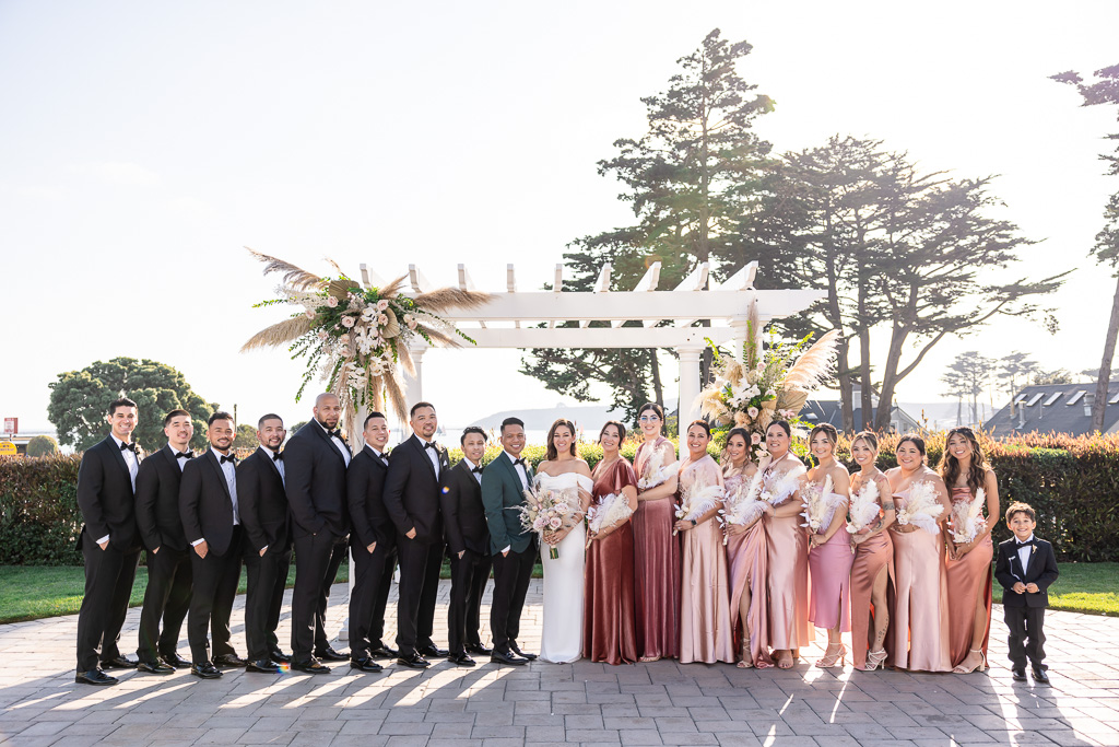 Oceano wedding bridal party lined up