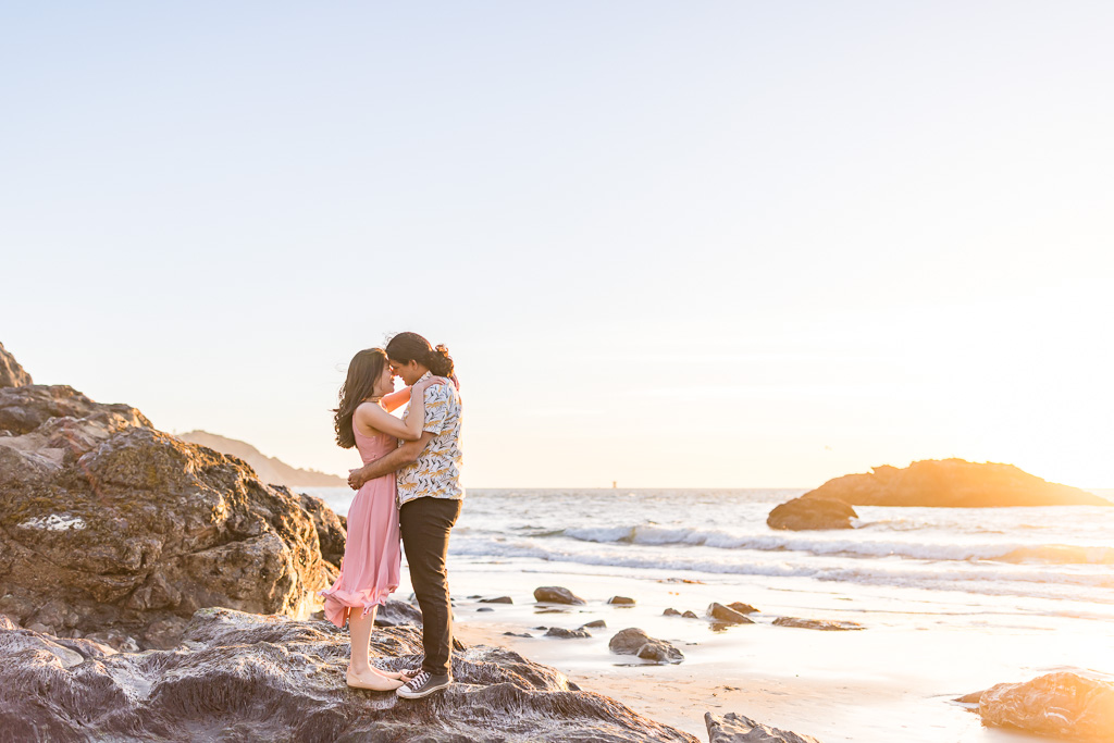 sunset engagement session on the beach in San Francisco