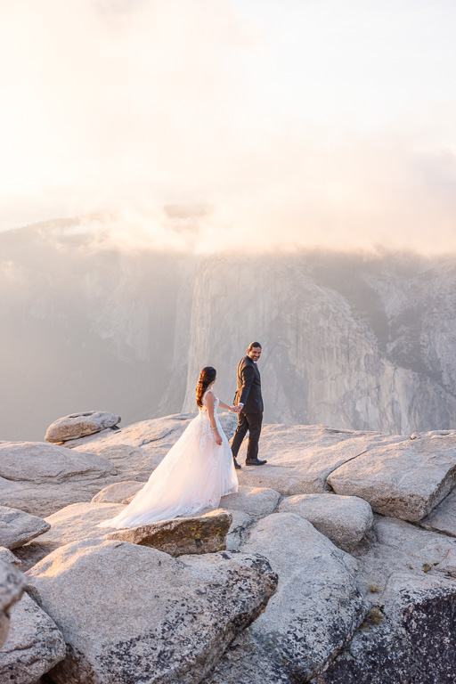 Yosemite cliffside wedding portrait