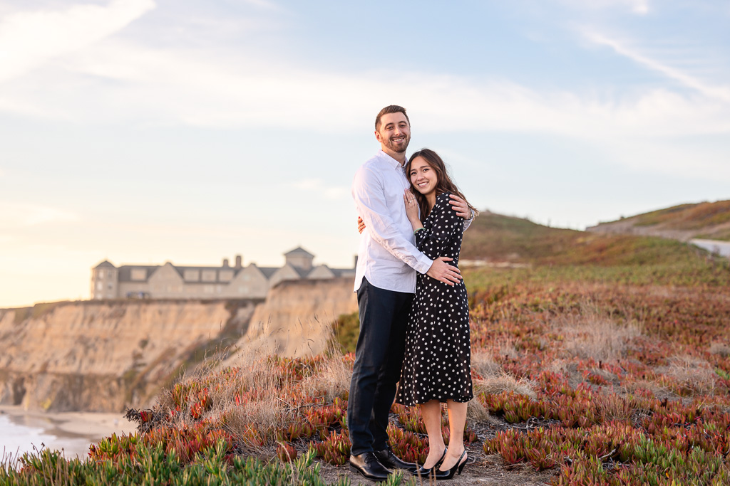 portrait of a couple on the cliffs of Half Moon Bay