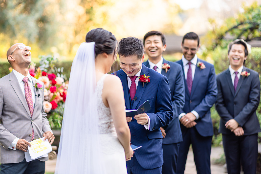 groom giving funny wedding vows
