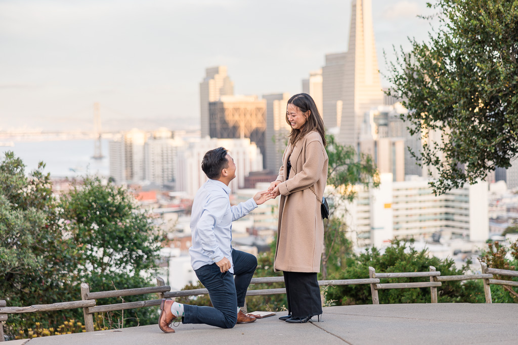 Ina Coolbrith Park emotional surprise engagement proposal