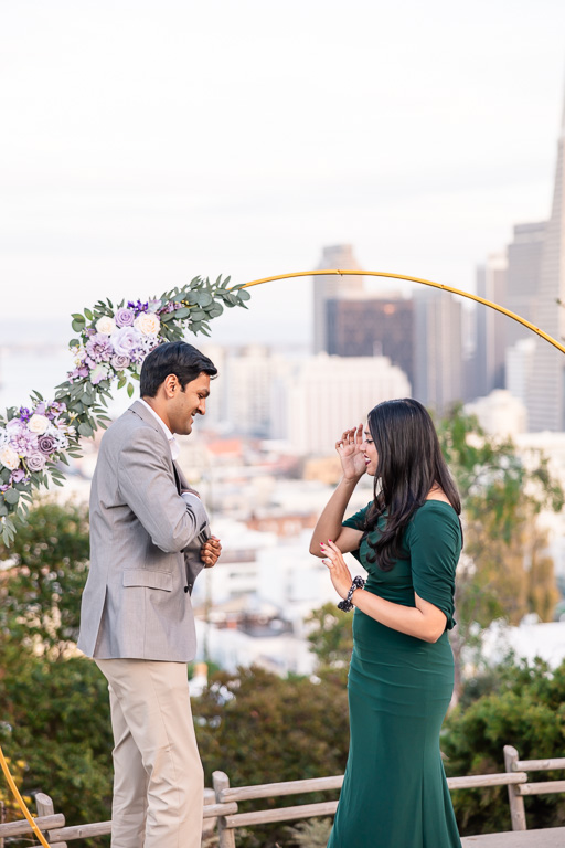 circle arch backdrop with flowers for proposal