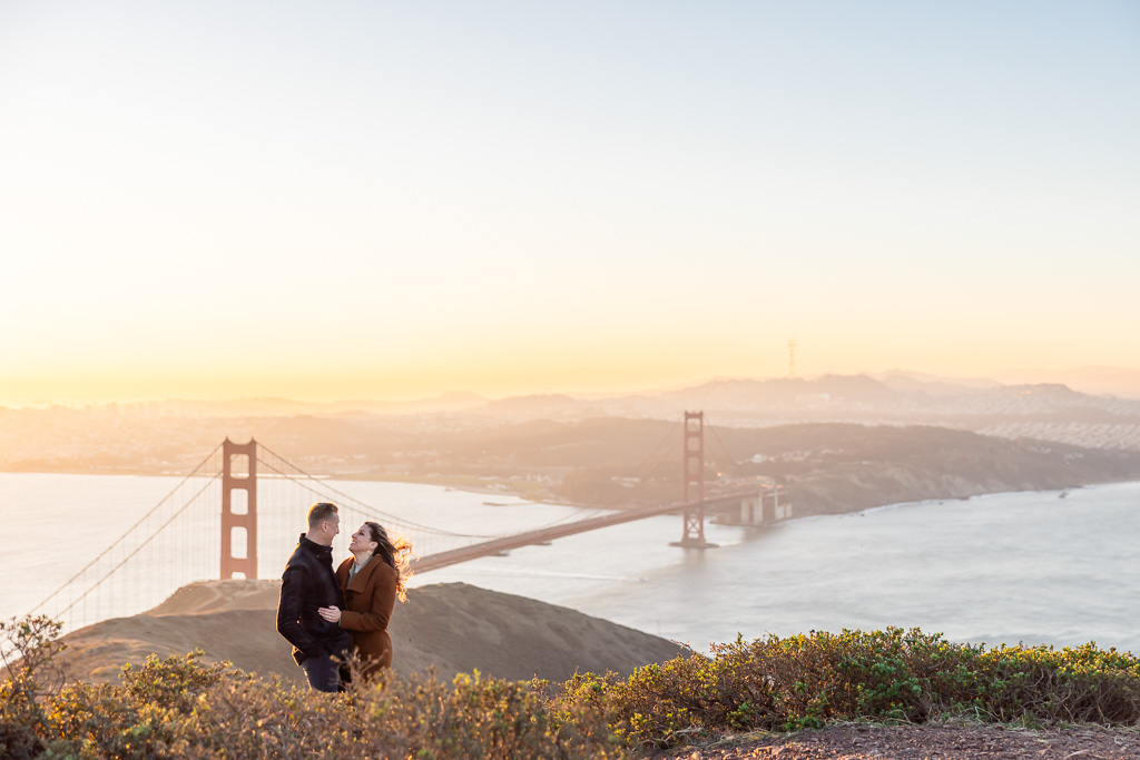 sunrise Golden Gate Bridge engagement photos