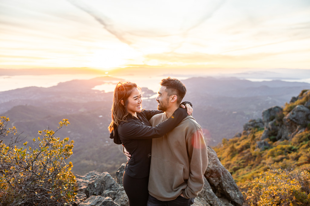 couple at Mt Tam at sunrise