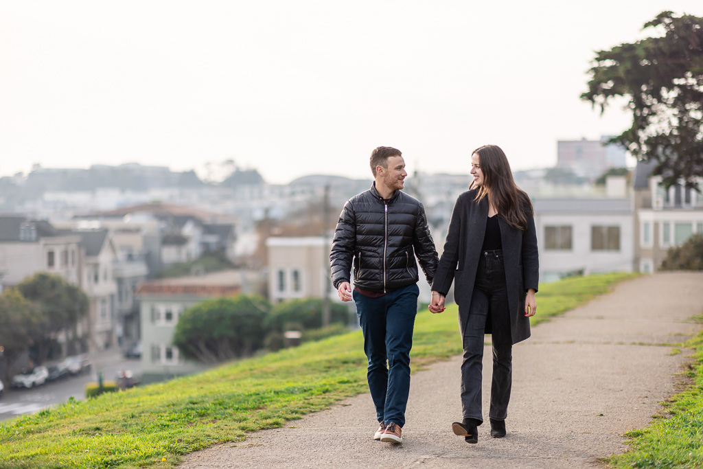 couple walking on the path at Alta Plaza Park
