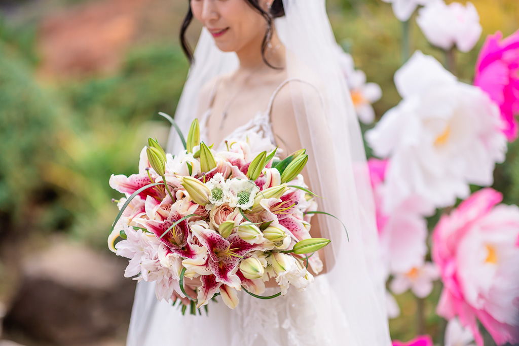 bridal bouquet with Stargazer Lilies