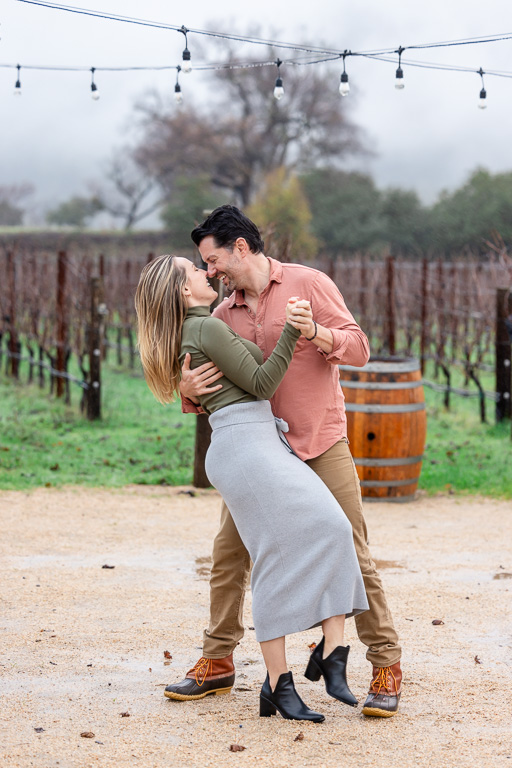 dancing in front of vineyards
