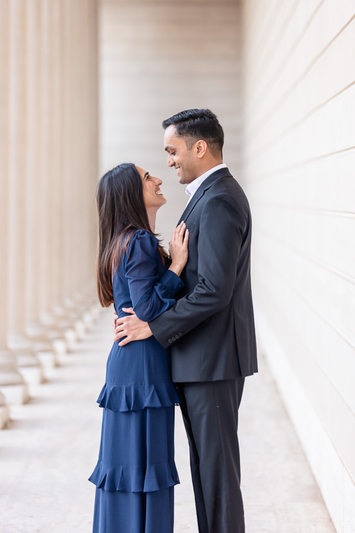formal attire engagement photos at the Legion of Honor