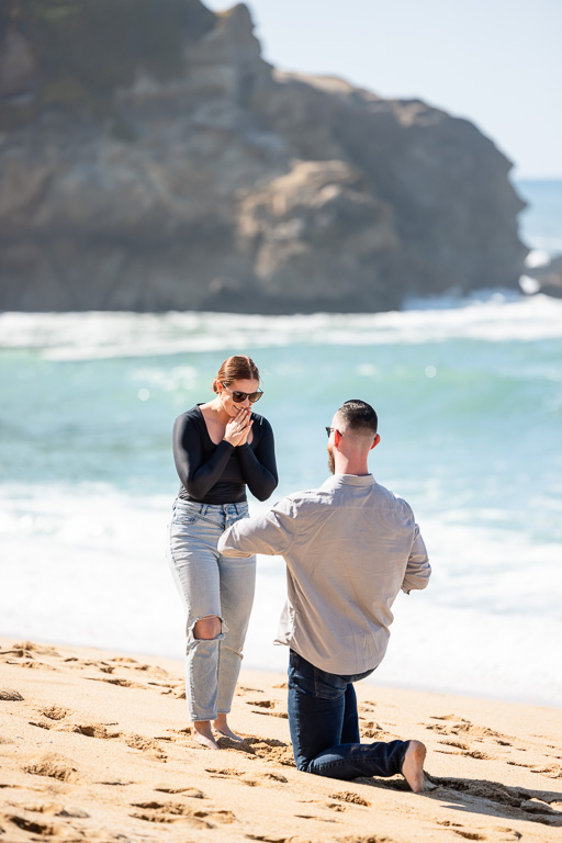 sunny afternoon proposal at Montara State Beach