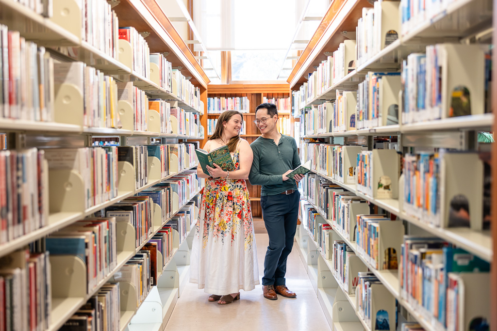 engagement photos at the SF Presidio Branch Library