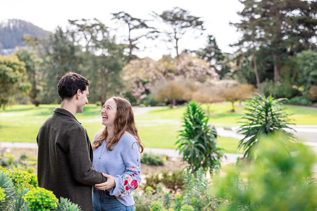 springtime engagement photos at SF Botanical Garden
