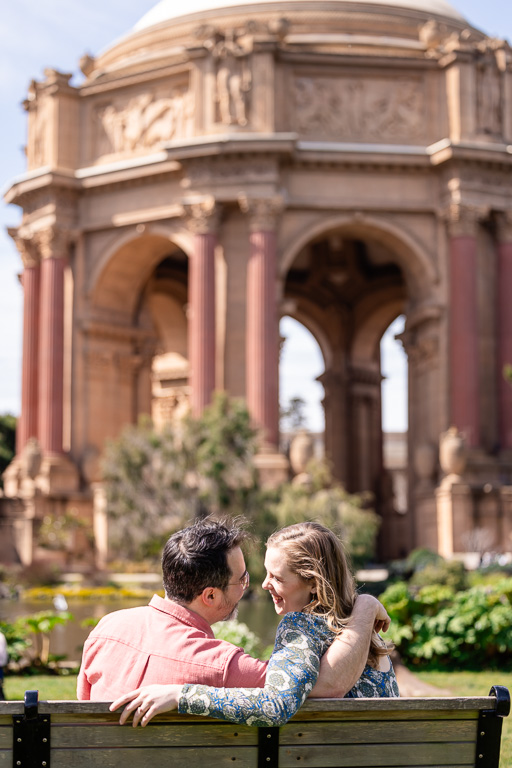 couple on the bench at the Palace of Fine Arts