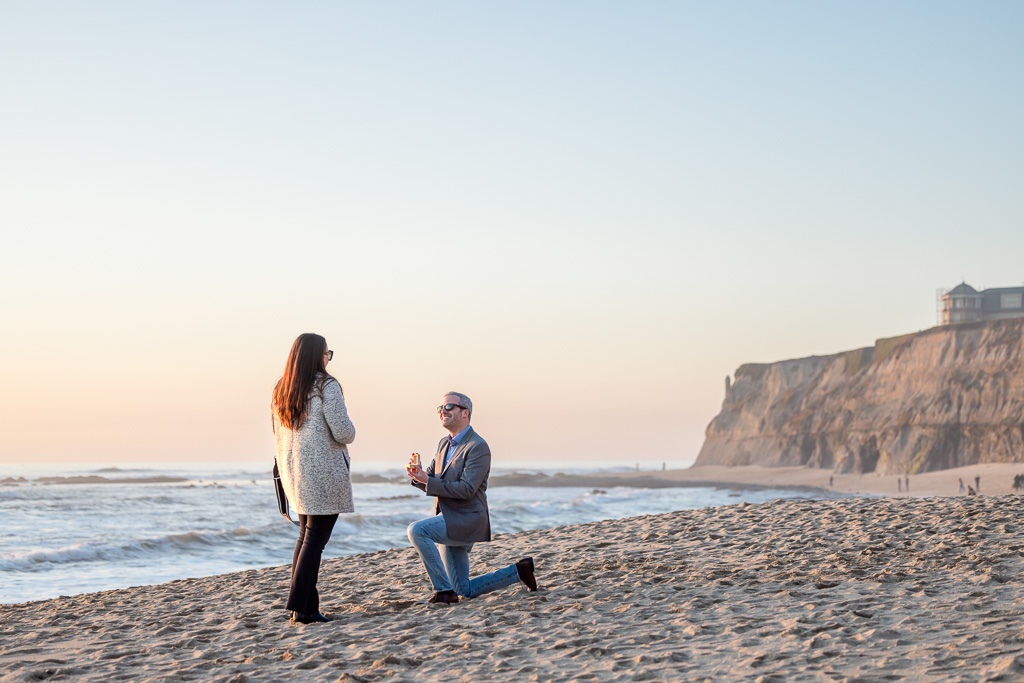 colorful sunset surprise proposal at the Ritz-Carlton in Half Moon Bay
