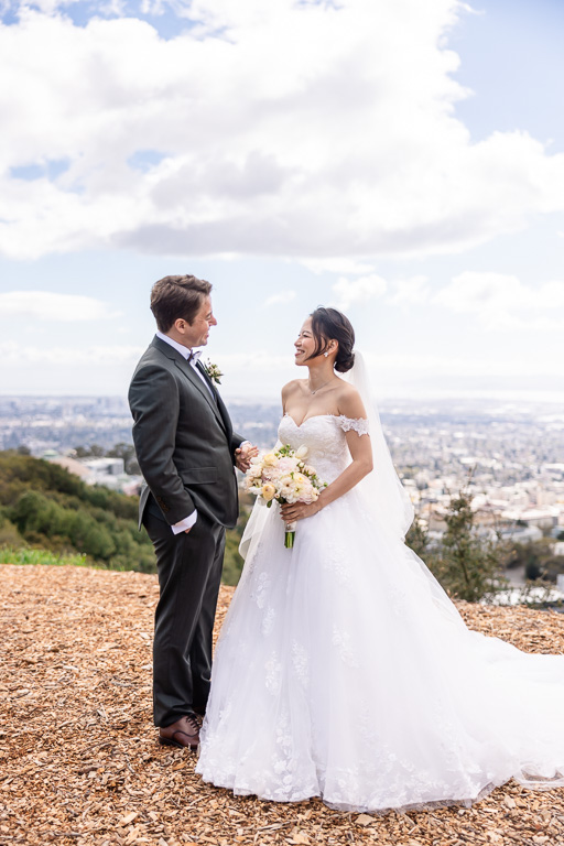 bride and groom at Grizzly Peak lookout