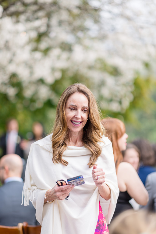 candid of wedding guest