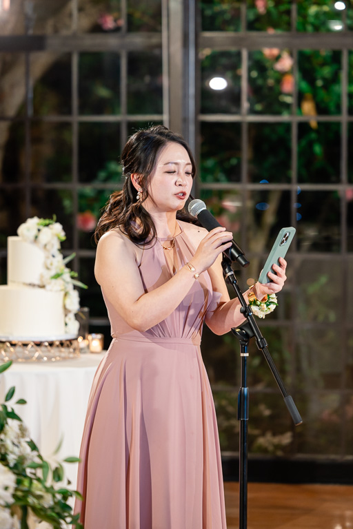 bridesmaid giving a speech