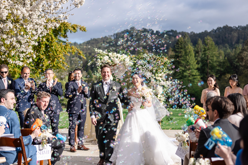 bubble exit of wedding ceremony at The Brazilian Room