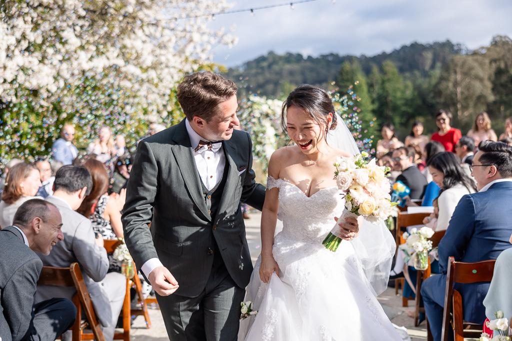 bride & groom wedding ceremony recessional at The Brazilian Room